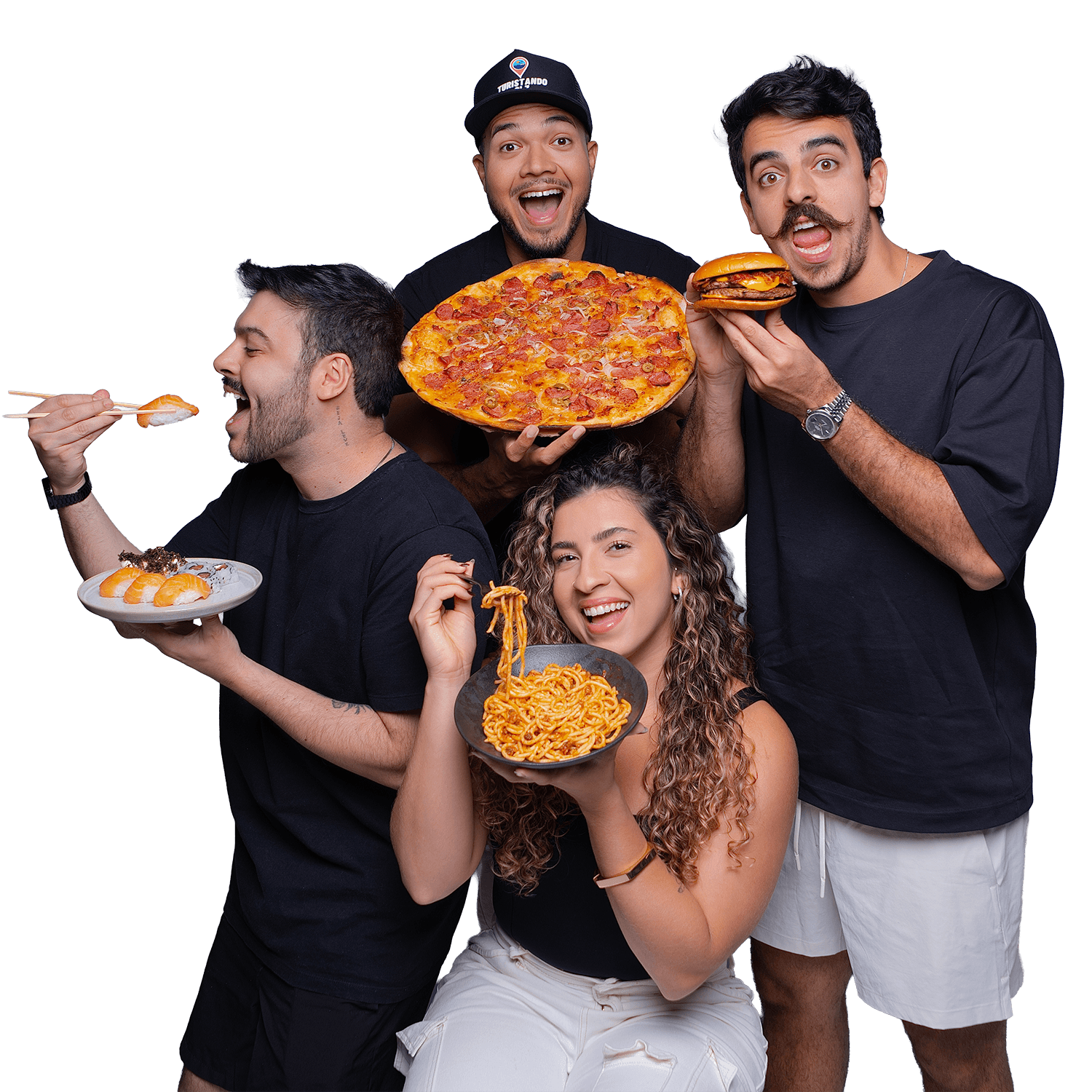 Pessoas felizes com pratos