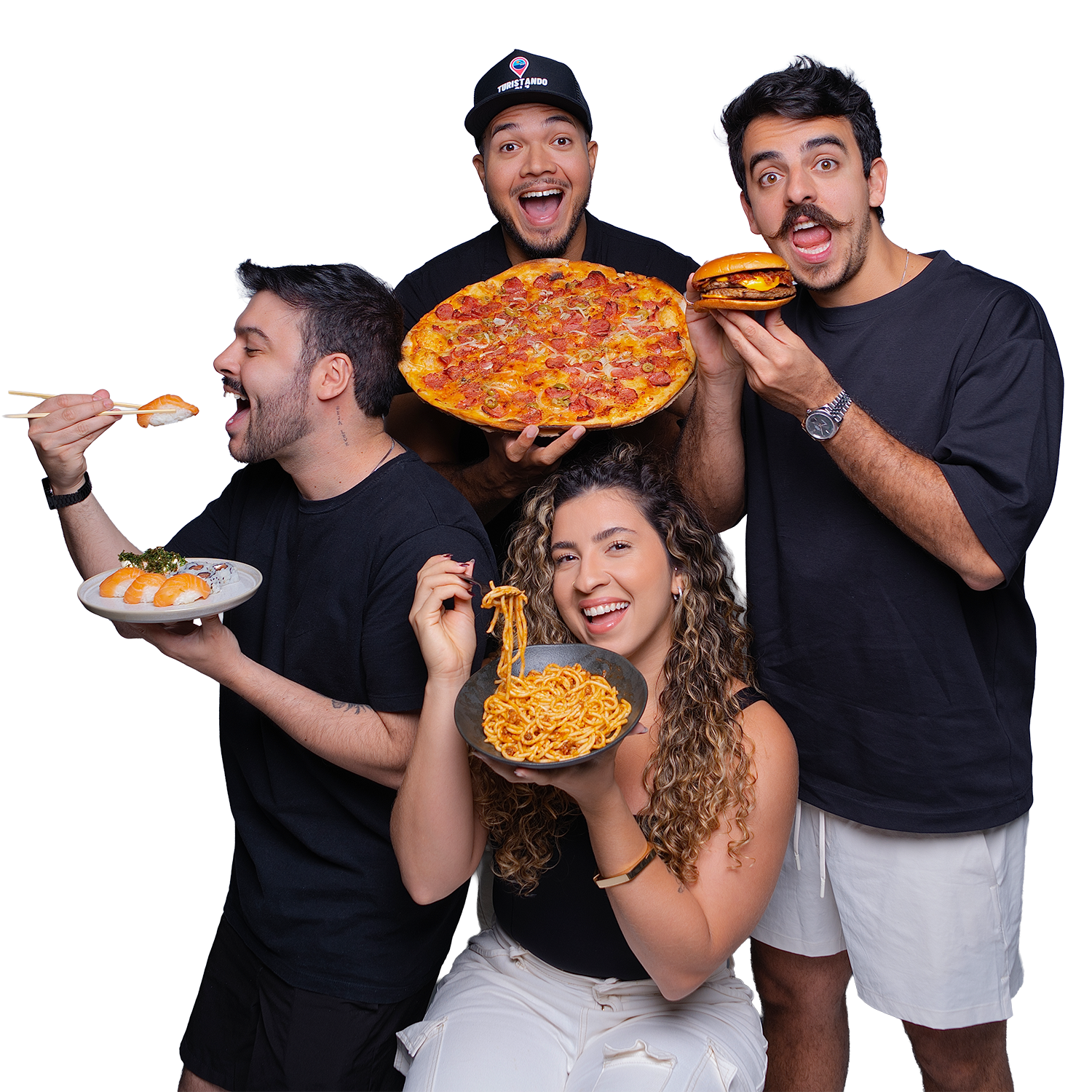 Pessoas felizes com pratos